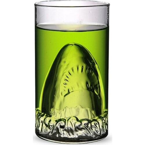 300ml Shark Drinking Double Glass Wall Beer Wine Whisky Coffee Mug ,Creative Shark Drinking Glass Mug Drinkware