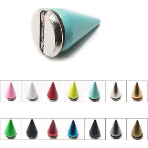 5-10Sets 7X10mm Bullet Cone Multicolor Studs Spikes For DIY Clothes Handcraft Garment Rivets Leather Bag Shoes Accessories