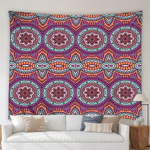 Bohemian Mandala Flowers Tapestry Ethnic Sryle Floral Abstract Geometry Living Room Bedroom Wall Hanging Blanket Mural Washable