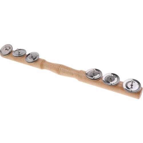 Safety Wooden 6 Bells Cymbals Exercise Kids Rhythm for Children Early Educational