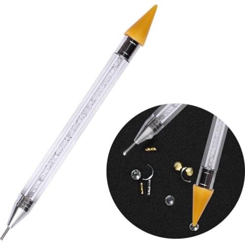 Dual-ended Nail Point Dotting Pen Manicure Nail Art Decoration Tools RhinestoneGlitter Powder Sequins Pick Up Remove Tool
