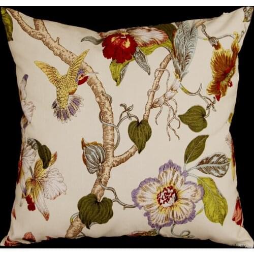 EA338 Plain Flower Red Green Blue Yellow Gold White Printed A grade 100% Cotton Canvas Cushion Cover Pillow Case (Custom Size )