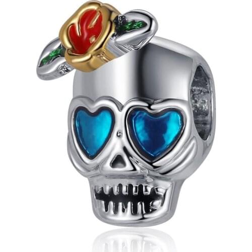 European Colorful Skull Hearts Flowers Charms Beads Fit Original Pandora Bracelets & Bangles for Women DIY Making Jewelry Gifts