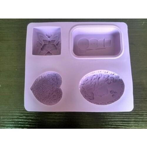 Free shipping handmade soap silica gel mould candle soap mould silicone mold for DIY snow man 4 holes