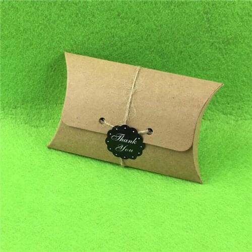 Pillow Shape Brown Blank Paper Box With Free Stickers Fashion for Jewelry Carrying Cases 50Pcs/Lot Special Gift Package Boxes