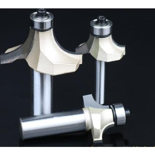 Hot sales 1pc 6.35/12.7 shank Round-above cutters for woodworking tools 2 grooved End mills with bearings Round milling cutter