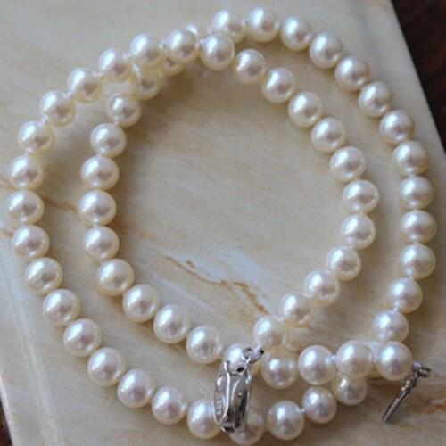 Classic round 9-10mm south sea round white pearl necklace 18inch925s