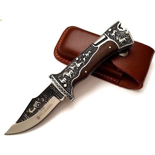 Columbia Wood Embroidered Pocketknife Columbia A3188-2 camping knife carry handmade design knife