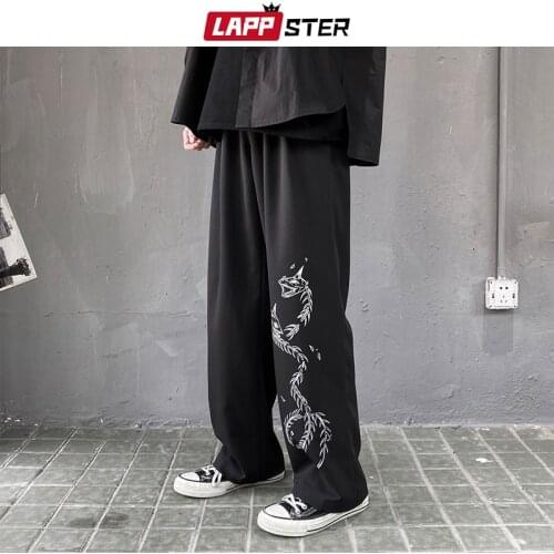 LAPPSTER Men Streetwear Printed Overalls Baggy Pants 2021 Spring Mens Punk Hip Hop Fashions Black Pants Male Casual Joggers 5XL