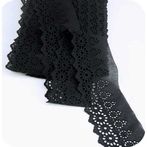 10cm Hollow Out Floral Embroidered Cotton Lace Ribbon DIY Apparel Sewing Fabric Dress Clothing Decoration Black Lace Trimming