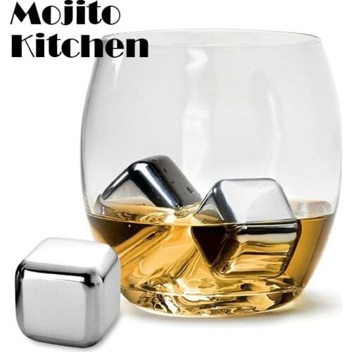 New Whisky Stones Ice Cubes Set Reusable Food Grade Stainless Steel Wine Cooling Cube Chilling Rock Party Bar Tool