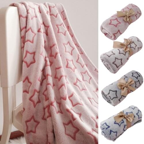 Washable Star Printed Knee Blanket Super Soft Sofa Bed Flannel Blanket Office Air conditioning Blankets 160x130cm Home Decor D30
