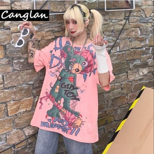 Men Women Ulzzang T Shirt Summer Korean Style Tshirt Gothic Pastel Goth Graphic Tee Top Harajuku Punk Grunge Clothes Hip Hop