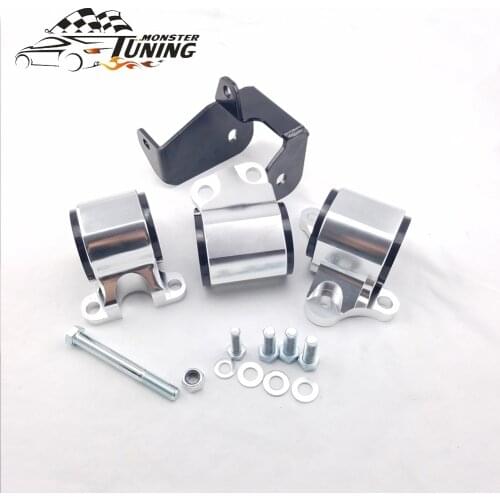 Tuning Monster Silver Engine Swap Mount Kit (2-bolt Left Mount) fit for HONDA CIVIC D16 B16 B18 B20 EK 1996-2000 With Logo