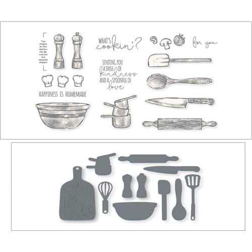Cooking Set Homemade Stamps And Dies New Arrival 2021 Scrapbook Diary Decoration Stencil Embossing Template Diy Make Albums