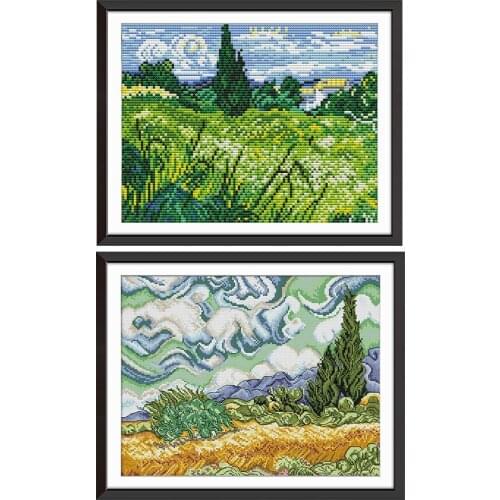 The Field Cross Stitch DMC 11CT 14CT Stamped Embroidery Kit Chinese Cotton Cross-stitch Kit Embroidery Home Decor for Needlework