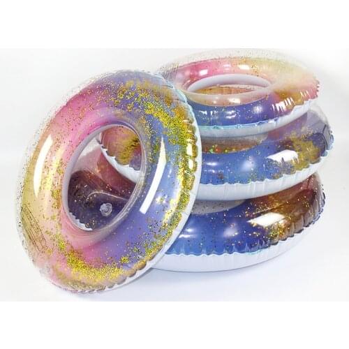 New Rainbow Sequined Swimming Ring Inflatable Giant Pool Float Toy Beach Party Adult Kid Swimming Circle Inflatable Mattress