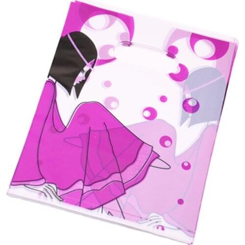 New Design Wholesale 100pcs/lot 20*25cm Hot Pink Medium Packaging Bags With Fashoin Girl Plastic Birthday Gift Wrapping Bags