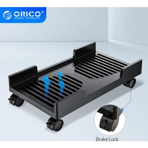 ORICO Mobile Adjustable Computer Tower Holder Computer CPU Stand Cart with Braking Lock Wheels Stand For PC Computer Cases
