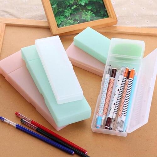 Transparent Plastic Cute Pencil Case Pen Container School Stationery Supplies