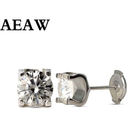 Moissanite Earrings 5mm 1ctw Stud Earrings Sterling Silver and Solid 18K Gold Classic Lab Diamond 4 Prong Earrings for Women