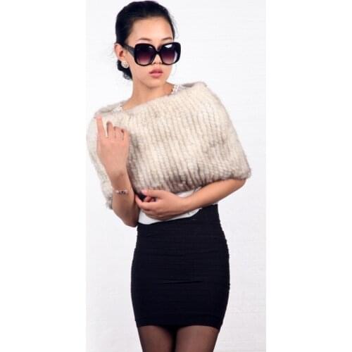 Mink fur shawl New autumn winter warm knitted Fashion wraps with genuine fur. white brown black 5 colors skirt K262