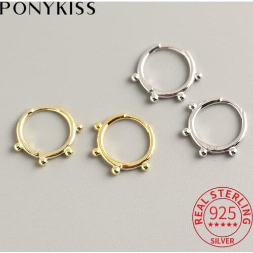 PONYKISS 100% 925 Sterling Silver Disc Animals Geometric Hoop Earrings Unisex Fine Jewelry Elegant Earrings Accessory Fine Gift