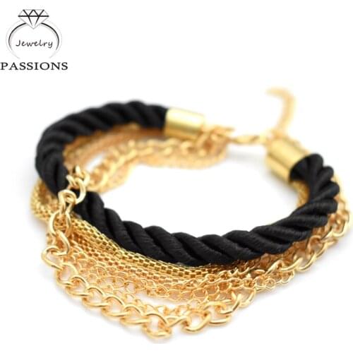 PASSIONS Vintage Simple Design Gold Plate Wire-Braided Colorful Braceletor For Women Fashion Jewelry Multilayer Bracelet Gift