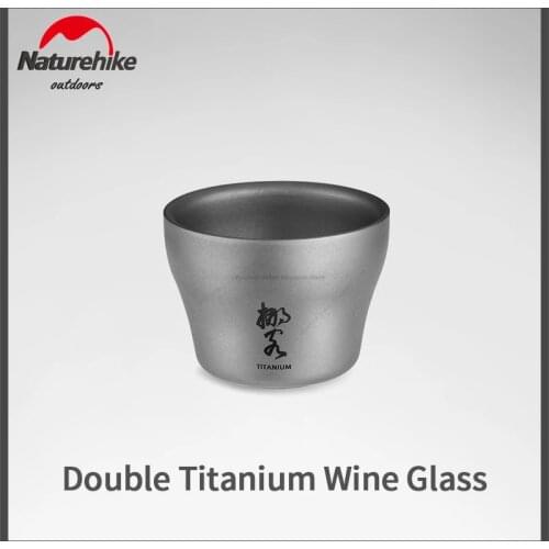 Naturehike Titanium Wine Glass 45ml Double-deck Anti Scald Water Cup Wine Cup Outdoor Camping Tableware Ultralight Tea Water Cup