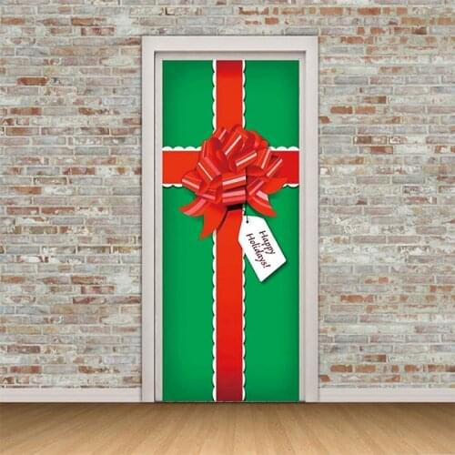 Vintage Door Sticker Self-adhesive Removable PVC Wallpaper Refrigerator Sticker Europe for Bedroom Home Decor 3D Festival Gift