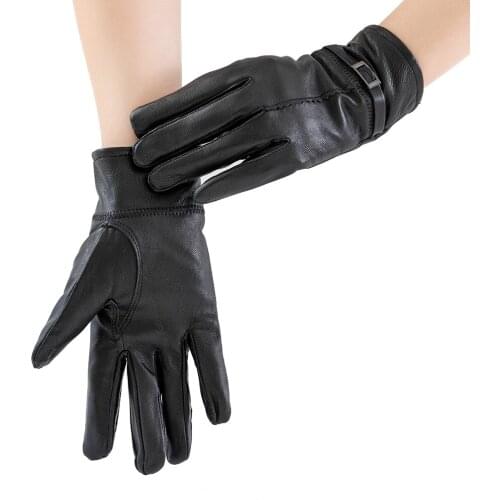 High Quality Elegant Women Lambskin Leather Gloves Autumn And Winter Thermal Hot Trendy Female Glove