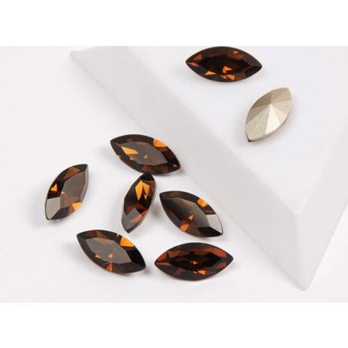 YANRUO 4200 Navette Smoked Topaz Top Fancy Rhinestone Nail On Rhinestones Bling Stones Crystals Nail Appliques For Nails Art Gem