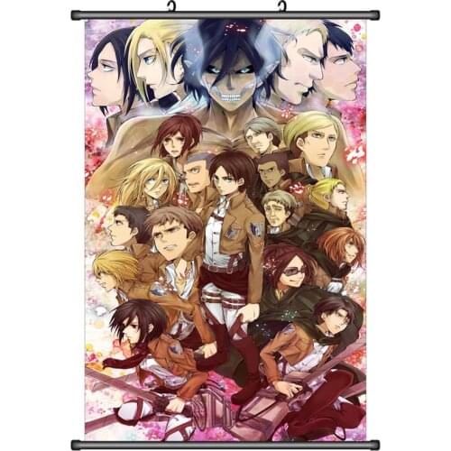 Japan Anime Attack on Titan Levi Ackerman & Eren Jaeger & Keith Shadis & Sasha Home Decor Wall Scroll Poster Decorative Picture