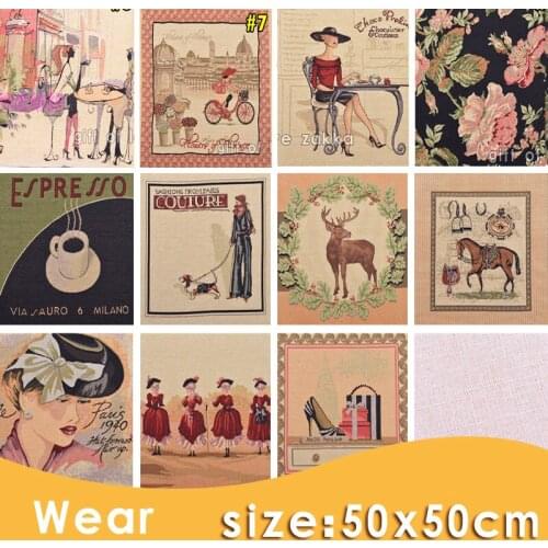 Zakka 12 design 2PCS/LOT 50*50cm Cartoon diy handmade patchwork cotton linen fabric home textile Sofa sewing tilda woven tecido