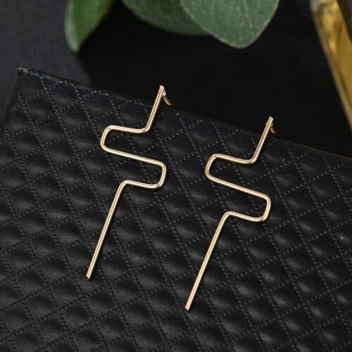 Unique Design Gold Silver Earrings Simple Minimalist Korean Style Jewelry Wire Drop Earrings For Women Brincos Fashion Gifts