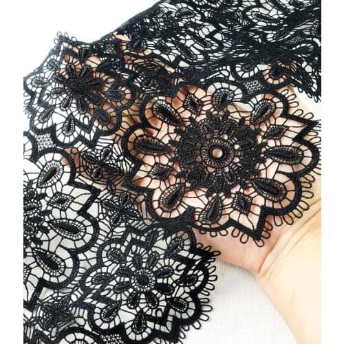 1 Meter 20cm Width New Design High Quality Black Water Soluble Luxury Lace Fabric Trim for Dresses