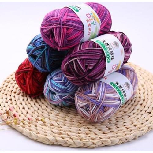 1Pcs/50g Fancy Yarn Mix Colors 100% cotton Thread Strings Cotton Blended Yarn Beautiful for Hand Knitting Sweater