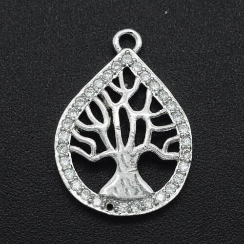 18x13mm 100% CZ Zircon DIY Jewelry Tree Of Life Charm Pendant Wholesale Top Quality Necklace Making Charms