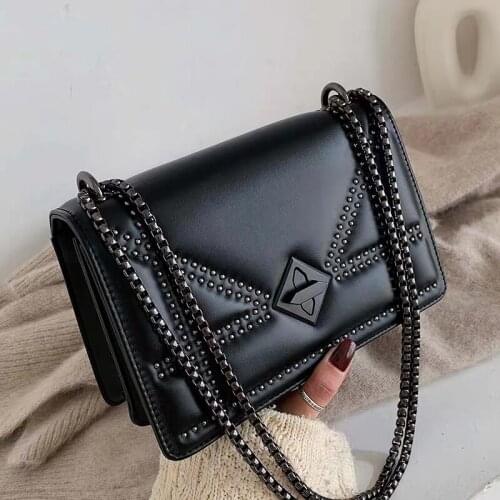 2020 Vintage Leather Crossbody bag womens travel handbag chain fashion rivet lock Small Shoulder Messenger Bag womens Mini Bag
