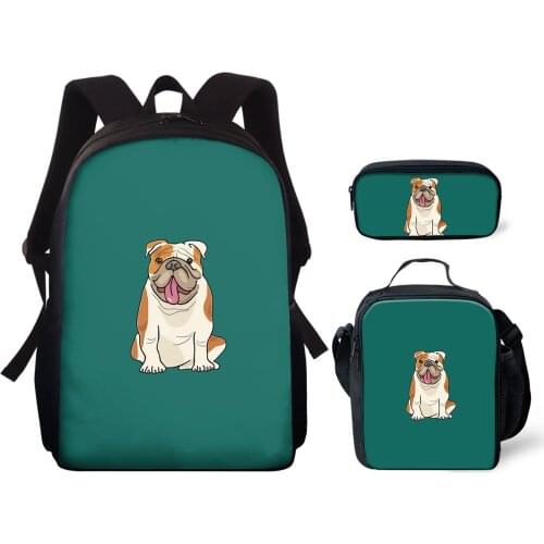 3 Pcs/Set Kids Pug Dog 3D Print School Backpack Satchel Backpack Cute Book Bags For Teenage Boys Girls Fashion Bookbag Mochila