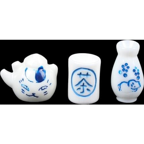 3 Pcs 1:12 Mini Lovely Tea Pot Model Set Dollhouse Miniatures Accessories DIY Doll House Accessory