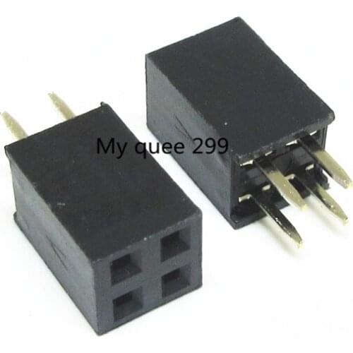50 pcs 2P 2*2pin Female Double Row Straight Pin Pitch 2.54mm 2*2 Needle Header Strip Socket Connector