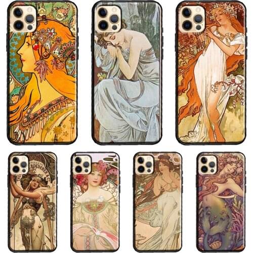 Vintage Alphonse Mucha Art Case For iPhone 12 11 Pro Max X XR XS MAX 7 8 Plus SE 2020 12 mini TPU Back Cover Capa