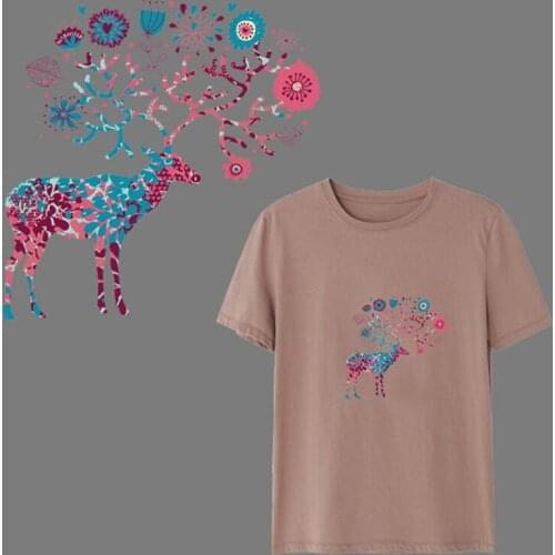 Colors Christmas Patch Xmas Deer Iron On Transfer Be The Queen Heat Vinyl 3D Stickers On Clothing DIY Jeans Flower Animal Logo