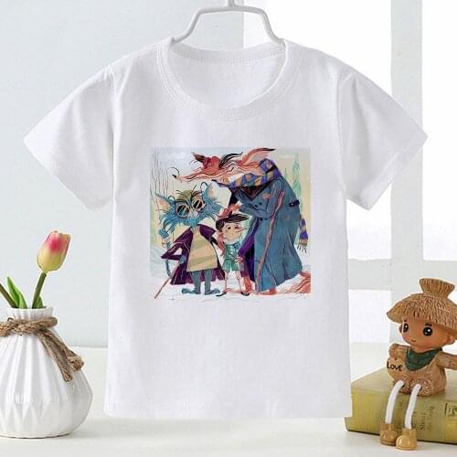 Children Tops Funny T Shirts Girl Boy Harajuku Brothers and Sisters Kids Tees Shirt Pinocchio Fox Cat Print Ulzzang Tshirt