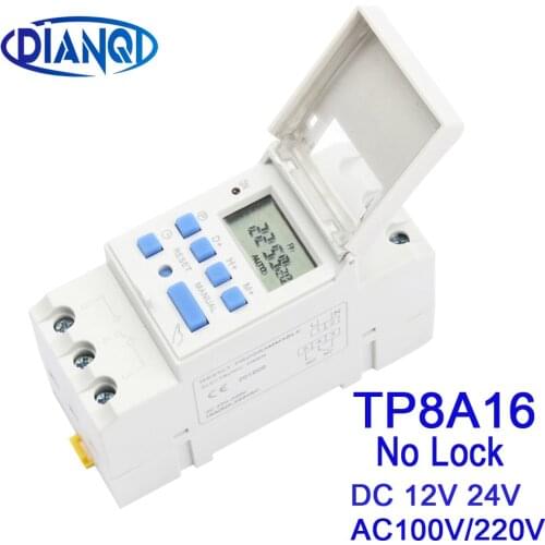 Electronic Weekly 7 Days Programmable Digital TIMER SWITCH Relay Control 220V 230V 6A 10A 16A Din Rail tp8a16 No lock