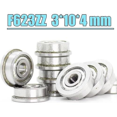 F623ZZ Flange Bearing 3x10x4 mm ABEC-1 ( 10 PCS ) Flanged F623 Z ZZ Ball Bearings