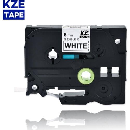 6mm KZE-FX211 Flexible label Black on White Laminated Flexible Cable Label Tapes compatible borther P-touch PT Tze-FX211 TZEFX