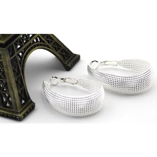 Hot Sale 925 Jewelry Silver colorEarring Fashion Jewelry Solid U Shaped Earrings Women 11Free Shipping #2