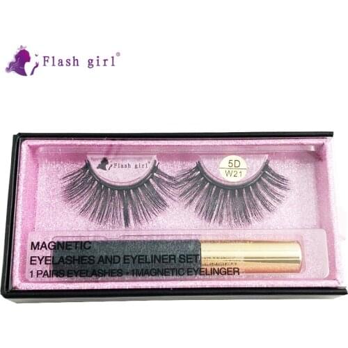 Hot Sale Natural Full Strip Eyelash 5D Mink Magnetic False Eyelashes Liquid Eyeliner Set With Luxury Packaging